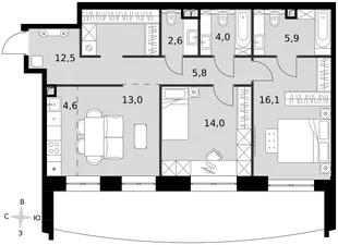 Квартира 2-комн. квартира, 78.1 м² ЖК «Sydney City» Фото 1 Квартира 2-комн. квартира, 78.1 м² ЖК «Sydney City» Фото 1