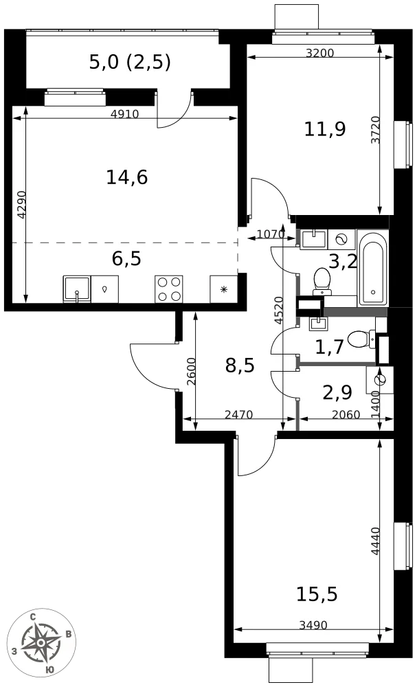 Планировка 3-комн. квартира, 67.3 м² ЖК «1-й Химкинский» Планировка 3-комн. квартира, 67.3 м² ЖК «1-й Химкинский»
