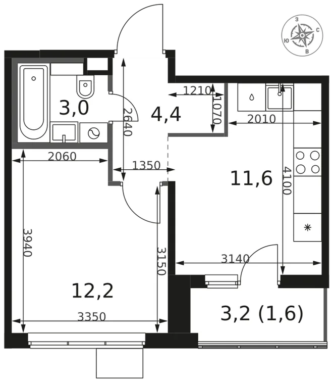Планировка 1-комн. квартира, 32.8 м² ЖК «1-й Химкинский» Планировка 1-комн. квартира, 32.8 м² ЖК «1-й Химкинский»