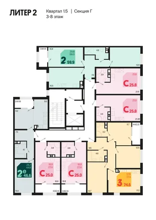 Квартира Студия, 25.8 м² ЖК «Первое место» Фото 1 Квартира Студия, 25.8 м² ЖК «Первое место» Фото 1