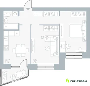 Планировка 2-комн. квартира, 57.35 м² ЖК «Причал»