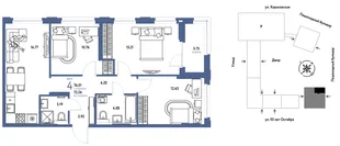 Планировка 4-комн. квартира, 76.01 м² ЖК «Сердце Сибири»