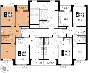 Квартира 2-комн. квартира, 59.4 м² ЖК «1-й Ленинградский» Фото 2