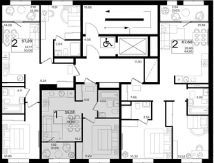 Квартира 2-комн. квартира, 57.26 м² ЖК «Патрики» Фото 1 Квартира 2-комн. квартира, 57.26 м² ЖК «Патрики» Фото 1