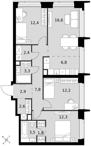 Квартира 4-комн. квартира, 86.7 м² ЖК «Amber Сity» Фото 1 Квартира 4-комн. квартира, 86.7 м² ЖК «Amber Сity» Фото 1