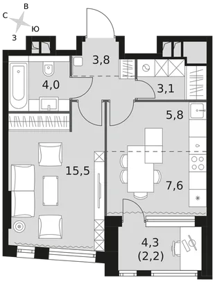 Квартира 1-комн. квартира, 42 м² ЖК «Rotterdam» Фото 1 Квартира 1-комн. квартира, 42 м² ЖК «Rotterdam» Фото 1