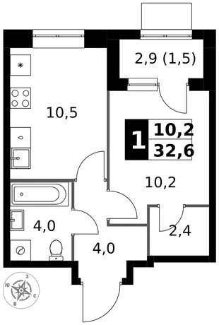 Квартира 1-комн. квартира, 32.6 м² ЖК «1-й Измайловский» Фото 1 Квартира 1-комн. квартира, 32.6 м² ЖК «1-й Измайловский» Фото 1