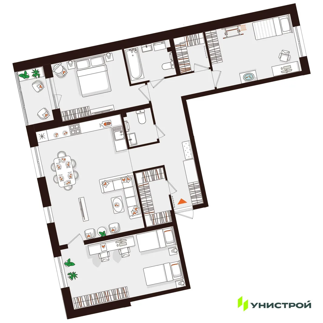 Планировка 3-комн. квартира, 103.38 м² ЖК «Лисино»