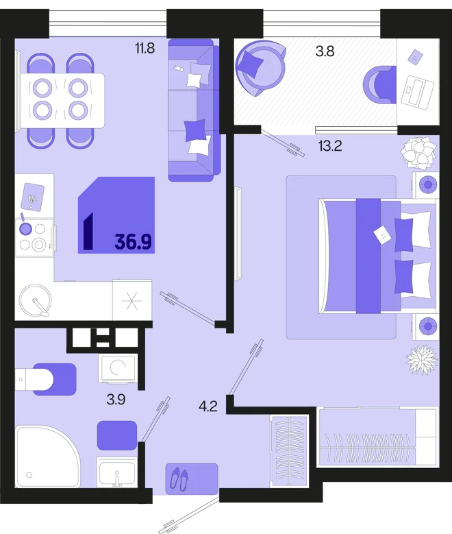 Планировка 1-комн. квартира, 36.9 м² ЖК «Первое место» Планировка 1-комн. квартира, 36.9 м² ЖК «Первое место»