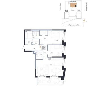 Планировка 2-комн. квартира, 111.22 м² ЖК «Репаблик»