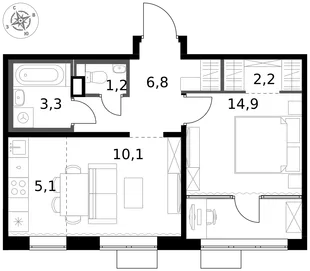 Квартира 2-комн. квартира, 43.6 м² ЖК «1-й Химкинский» Фото 1 Квартира 2-комн. квартира, 43.6 м² ЖК «1-й Химкинский» Фото 1