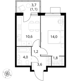 Квартира 1-комн. квартира, 36.3 м² ЖК «1-й Измайловский» Фото 1 Квартира 1-комн. квартира, 36.3 м² ЖК «1-й Измайловский» Фото 1