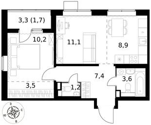 Квартира 2-комн. квартира, 47.6 м² ЖК «1-й Химкинский» Фото 1 Квартира 2-комн. квартира, 47.6 м² ЖК «1-й Химкинский» Фото 1