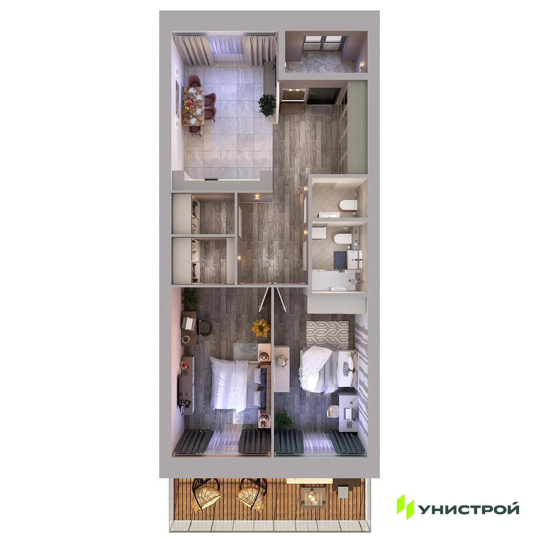 Планировка 2-комн. квартира, 82.12 м² ЖК «Атмосфера»