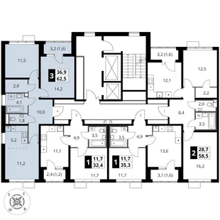 Квартира 3-комн. квартира, 62.5 м² ЖК «1-й Шереметьевский» Фото 2 Квартира 3-комн. квартира, 62.5 м² ЖК «1-й Шереметьевский» Фото 2