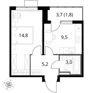 Квартира 1-комн. квартира, 34.3 м² ЖК «1-й Донской» Фото 1 Квартира 1-комн. квартира, 34.3 м² ЖК «1-й Донской» Фото 1