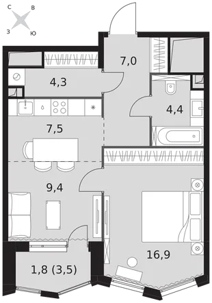 Квартира 1-комн. квартира, 51.3 м² ЖК «Sydney City» Фото 1 Квартира 1-комн. квартира, 51.3 м² ЖК «Sydney City» Фото 1