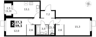 Квартира 2-комн. квартира, 60 м² ЖК «1-й Ясеневский» Фото 1 Квартира 2-комн. квартира, 60 м² ЖК «1-й Ясеневский» Фото 1