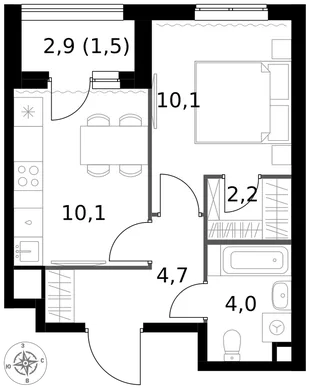 Квартира 1-комн. квартира, 32.6 м² ЖК «1-й Измайловский» Фото 1 Квартира 1-комн. квартира, 32.6 м² ЖК «1-й Измайловский» Фото 1