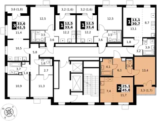 Квартира 2-комн. квартира, 45.8 м² ЖК «1-й Южный» Фото 2 Квартира 2-комн. квартира, 45.8 м² ЖК «1-й Южный» Фото 2