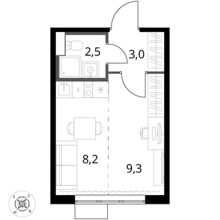 Квартира Студия, 23 м² ЖК «1-й Шереметьевский» Фото 1