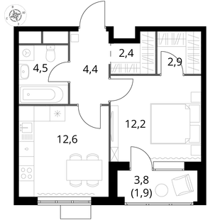 Квартира 1-комн. квартира, 40.9 м² ЖК «1-й Химкинский» Фото 1 Квартира 1-комн. квартира, 40.9 м² ЖК «1-й Химкинский» Фото 1
