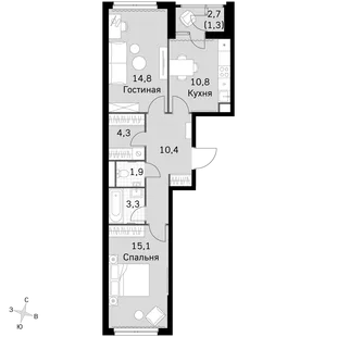 Квартира 2-комн. квартира, 60.5 м² ЖК «Sky Garden» Фото 1 Квартира 2-комн. квартира, 60.5 м² ЖК «Sky Garden» Фото 1