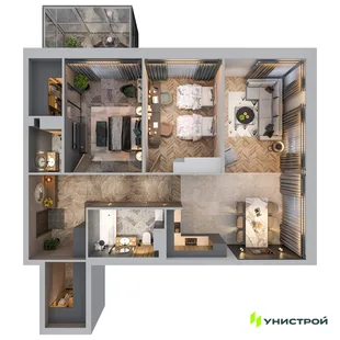 Планировка 2-комн. квартира, 76.65 м² ЖК «Лисино»