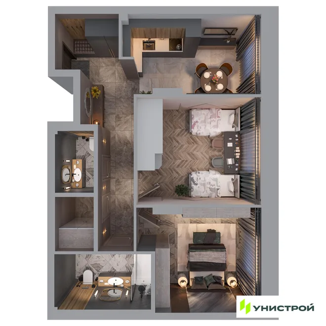 Планировка 2-комн. квартира, 55.62 м² ЖК «Statum»