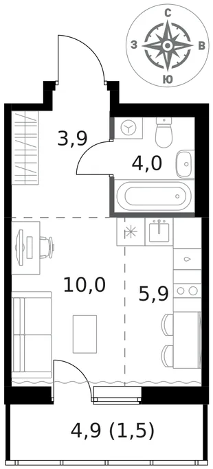 Квартира Студия, 25.3 м² ЖК «1-й Ясеневский» Фото 1