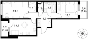 Квартира 2-комн. квартира, 58.1 м² ЖК «1-й Ясеневский» Фото 1 Квартира 2-комн. квартира, 58.1 м² ЖК «1-й Ясеневский» Фото 1