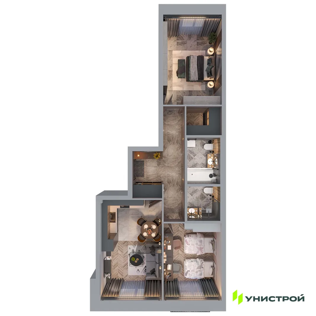 Планировка 2-комн. квартира, 64.01 м² ЖК «Statum»