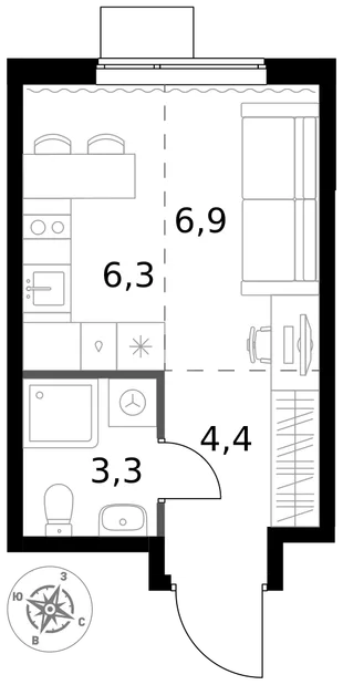 Квартира Студия, 20.9 м² ЖК «1-й Измайловский» Фото 1