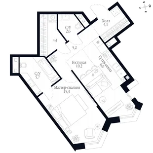 Квартира 2-комн. квартира, 53.6 м² ЖК «Фордевинд» Фото 1 Квартира 2-комн. квартира, 53.6 м² ЖК «Фордевинд» Фото 1