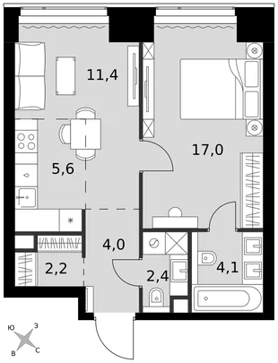 Квартира 2-комн. квартира, 46.7 м² ЖК «Amber Сity» Фото 1 Квартира 2-комн. квартира, 46.7 м² ЖК «Amber Сity» Фото 1
