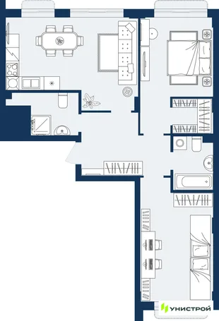 Планировка 2-комн. квартира, 73.69 м² ЖК «ГРАНД БЕРЕГ»