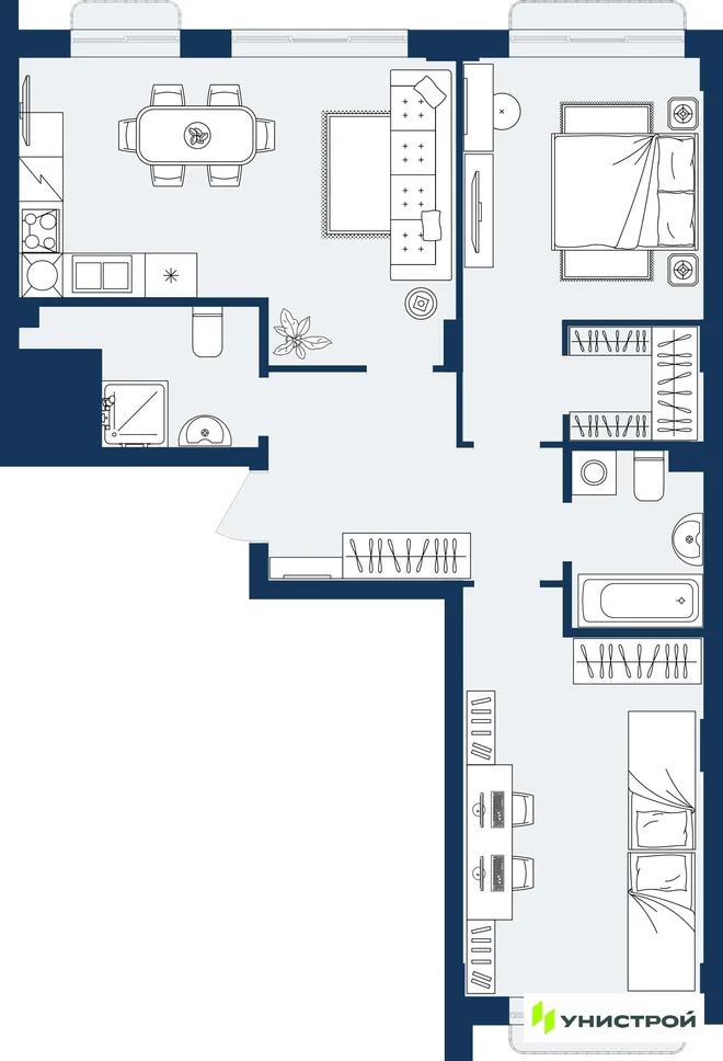 Планировка 2-комн. квартира, 73.69 м² ЖК «ГРАНД БЕРЕГ» Планировка 2-комн. квартира, 73.69 м² ЖК «ГРАНД БЕРЕГ»