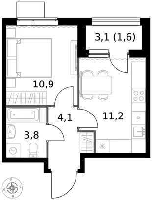 Квартира 1-комн. квартира, 31.6 м² ЖК «1-й Измайловский» Фото 1 Квартира 1-комн. квартира, 31.6 м² ЖК «1-й Измайловский» Фото 1