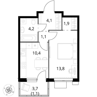 Квартира 1-комн. квартира, 36.6 м² ЖК «1-й Измайловский» Фото 1 Квартира 1-комн. квартира, 36.6 м² ЖК «1-й Измайловский» Фото 1