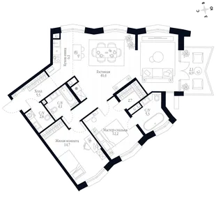 Квартира 3-комн. квартира, 95.9 м² ЖК «Фордевинд» Фото 1 Квартира 3-комн. квартира, 95.9 м² ЖК «Фордевинд» Фото 1