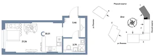 Планировка Студия, 30.51 м² ЖК «Сибирский сад»
