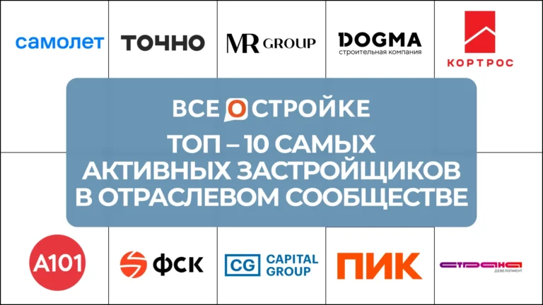 ТОП-10 самых активных застройщиков в отраслевом сообществе
