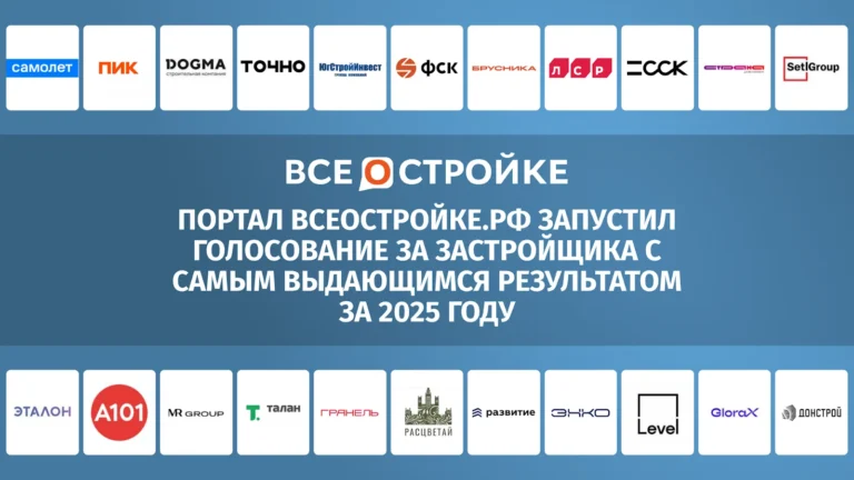 Портал Всеостройке.рф запустил голосование за застройщика с самыми выдающимися результатами за 2025 год