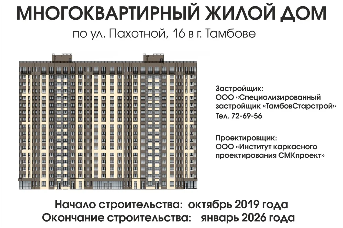 ЖК по адресу Город Тамбов, улица Пахотная, д. 16